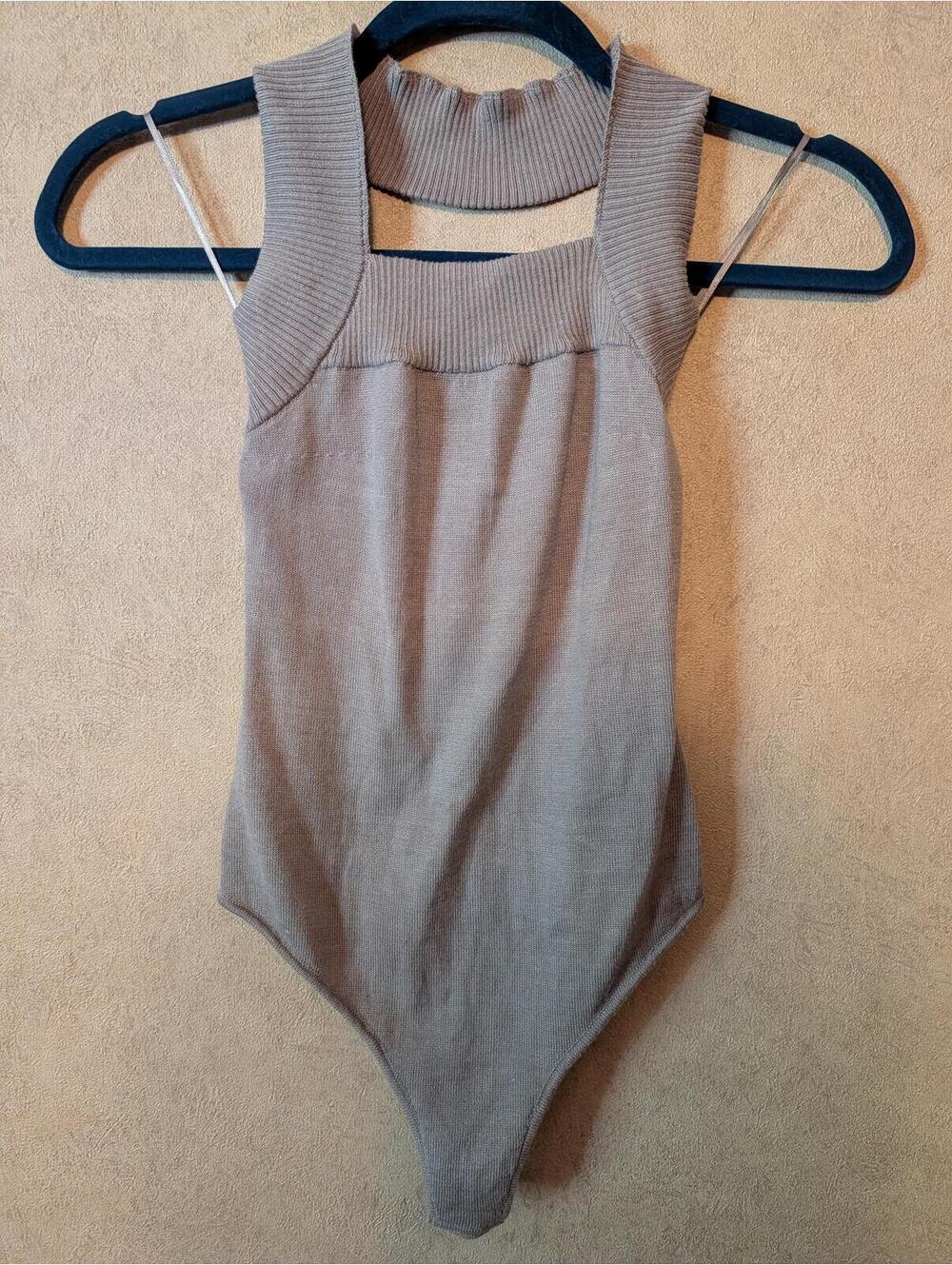 INTIMATELY FREE PEOPLE gray knit halterneck bodysuit sz XS - Picture 2 of 5